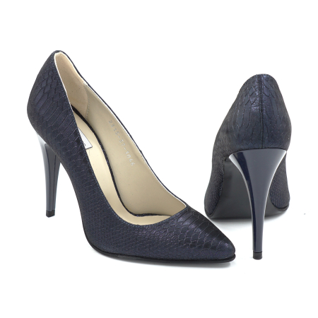 Pantofi dama din piele naturala cu imprimeu sarpe cu varf ascutit stiletto si cu toc inalt subtire de 10 cm 1046-25 [4]