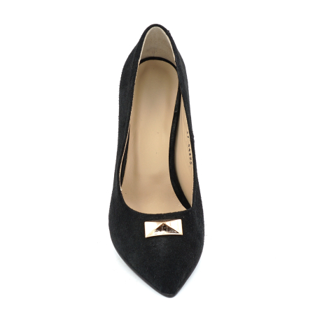Pantofi dama din piele naturala intoarsa neagra cu varf ascutit stiletto si toc inalt subtire de 9 cm 54325-25 [5]