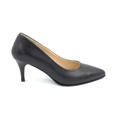 Pantofi dama - Pantofi dama din piele naturala neagra cu varf ascutit stiletto si toc mic subtire de 6 cm 6057-10-25
