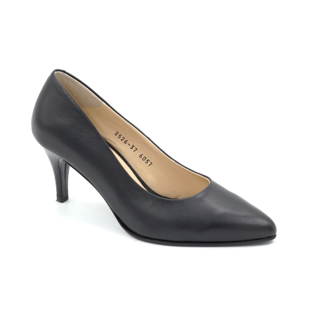 Pantofi dama din piele naturala neagra cu varf ascutit stiletto si toc mic subtire de 6 cm 6057-10-25 [1]