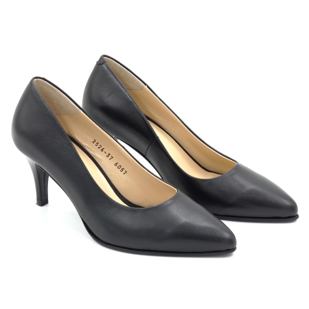 Pantofi dama din piele naturala neagra cu varf ascutit stiletto si toc mic subtire de 6 cm 6057-10-25 [4]