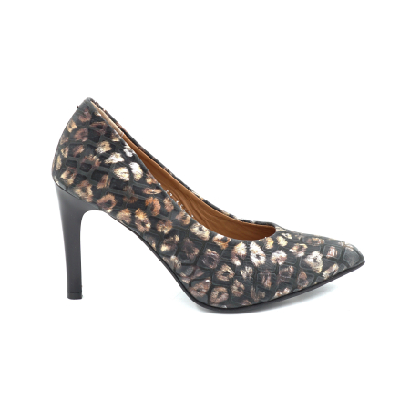 Pantofi dama - Pantofi dama din piele naturala cu imprimeu leopard cu varf ascutit stiletto si toc inalt subtire de 9 cm 53323-24