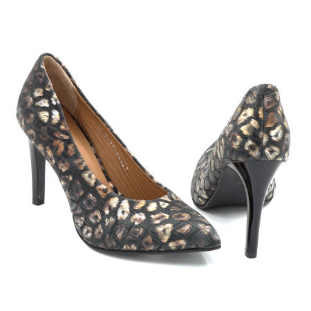 Pantofi dama din piele naturala cu imprimeu leopard cu varf ascutit stiletto si toc inalt subtire de 9 cm 53323-24 [4]