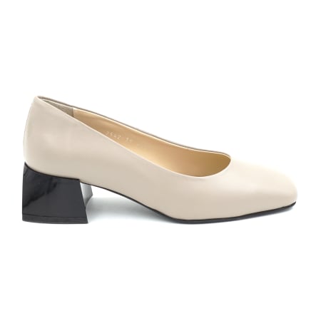 Pantofi elegant & office dama - Pantofi dama din piele naturala grej cu varf patrat si toc mic gros de 4 cm 4069-5-25