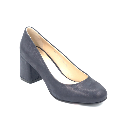 Pantofi dama din piele naturala bleumaren cu varf rotund si toc de 6 cm 6056-24 [1]