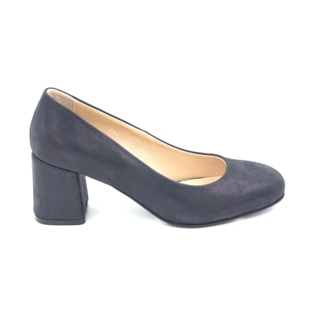 Pantofi elegant & office dama - Pantofi dama din piele naturala bleumaren cu varf rotund si toc de 6 cm 6056-24