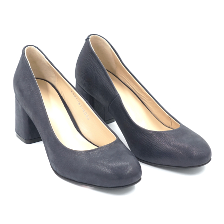 Pantofi dama din piele naturala bleumaren cu varf rotund si toc de 6 cm 6056-24 [2]