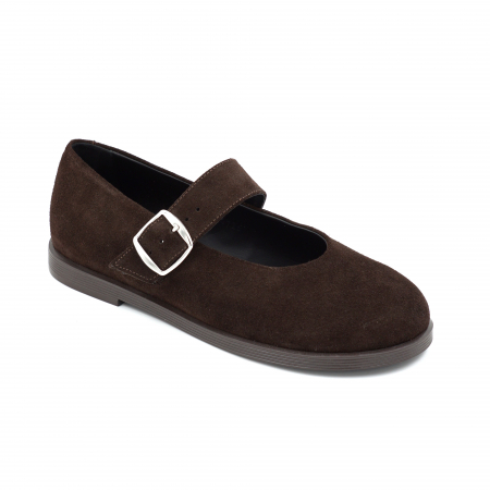 Pantofi dama tip barefoot din piele naturala intoarsa maro cu varf rotund si talpa de 1 cm 54725-5-25 [1]