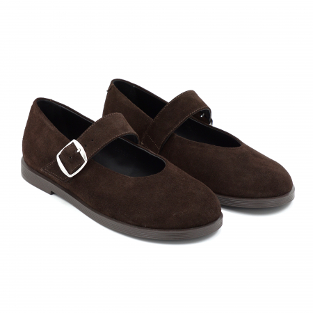 Pantofi dama tip barefoot din piele naturala intoarsa maro cu varf rotund si talpa de 1 cm 54725-5-25 [2]