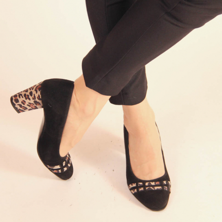 Pantofi dama din piele naturala intoarsa neagra MSPD57119-20 [1]