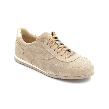 Pantofi dama tip adidas din piele naturala intoarsa bej cappucino cu varf rotund si talpa de 1 cm 50426-26 [1]