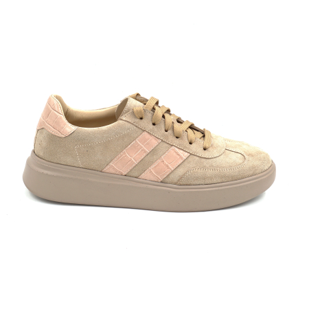 Pantofi dama tip adidas din piele naturala intoarsa bej cappucino cu varf rotund si talpa de 3 cm 50326-2-26 [5]