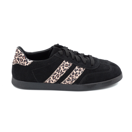 Pantofi dama - Pantofi dama tip adidas din piele naturala intoarsa intoarsa si cu imprimeu leopard cu varf rotund si talpa de 2 cm 50326-4-26