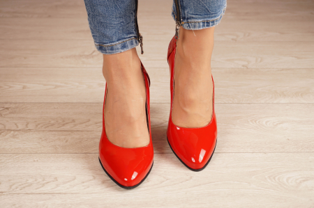 Pantofi dama din piele naturala lacuita rosie MSPD60620-20 [2]