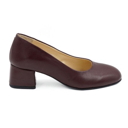 Dama - Pantofi dama din piele naturala maro inchis, cu varf rotund si  toc mic gros imbracat de 4 cm  4065-26