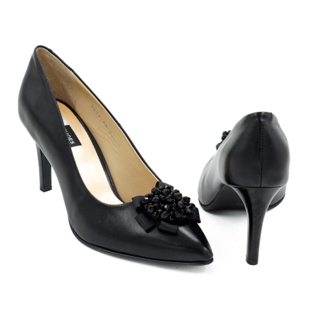 Pantofi dama din piele naturala neagra, cu varf ascutit stileto si toc mediu subtire 8 cm 53523-1-26 [4]