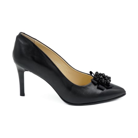 Pantofi elegant & office dama - Pantofi dama din piele naturala neagra, cu varf ascutit stileto si toc mediu subtire 8 cm 53523-1-26