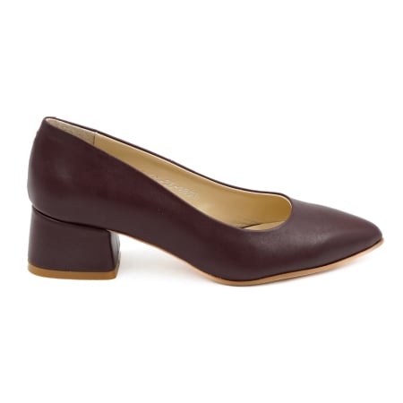 Pantofi elegant & office dama - Pantofi dama din piele naturala visiniu bordo, cu varf ascutit stiletto si toc mic gros de 4 cm 4057-10-26