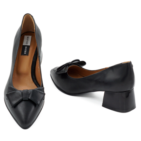 Pantofi dama din piele naturala neagra, cu varf ascutit stiletto si toc mic imbracat de 4 cm 62420-5-26 [5]