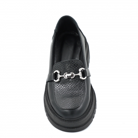 Pantofi dama casual loafers din piele naturala neagra cu varf rotund si talpa 4 cm 51825-25 [5]