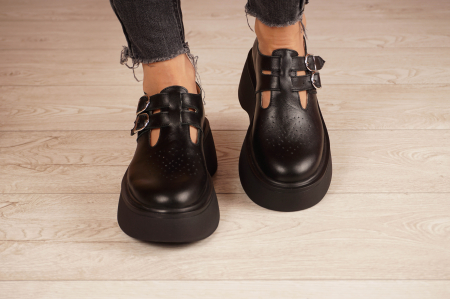 Pantofi dama din piele naturala neagra MSPD51021-21 [3]