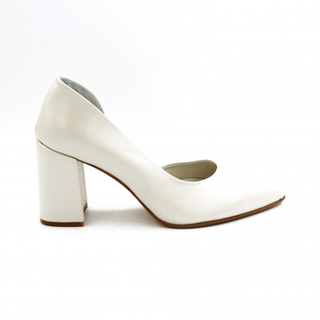 Pantofi dama din piele naturala grej cu varf ascutit stiletto si toc mediu gros imbracat 8 cm 53024-2-25 [3]