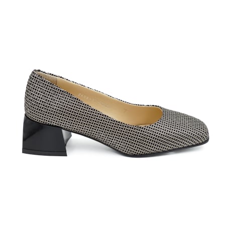 Pantofi dama - Pantofi dama din piele naturala cu imprimeu cu varf patrat si toc mic gros de 4 cm 4069-4-26