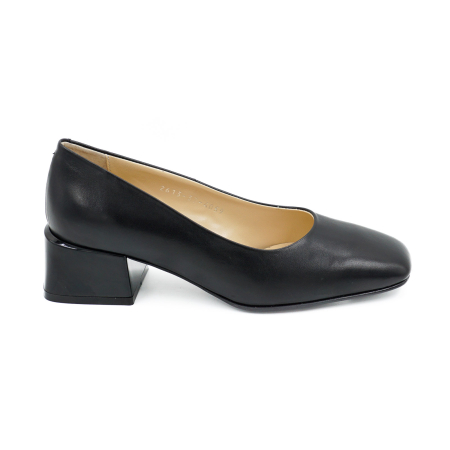 Pantofi dama din piele naturala neagra cu varf patrat si toc mic gros de 4 cm 4069-5-26 [5]