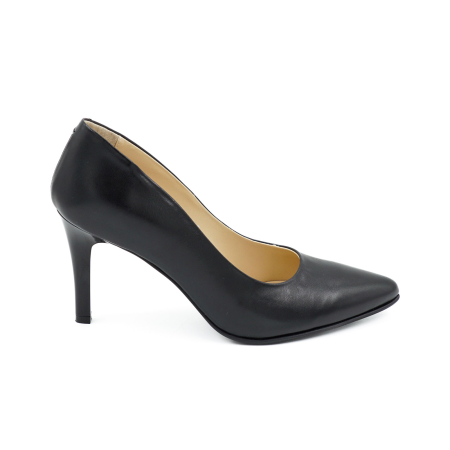 Lichidare stocuri - Pantofi dama din piele naturala neagra cu varf ascutit stiletto si toc inalt subtire de 9 cm 9557-12-26