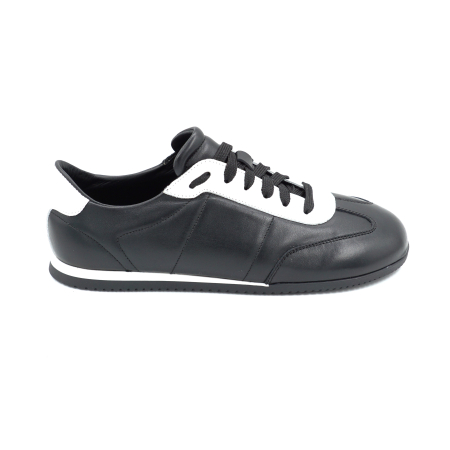 Pantofi dama tip adidas din piele naturala neagra si alba cu varf rotund si talpa de 1 cm 50126-2-26 [5]