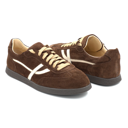 Pantofi dama tip adidas din piele naturala intoarsa maro ciocolata cu varf rotund si talpa de 1 cm 55825-26 [4]