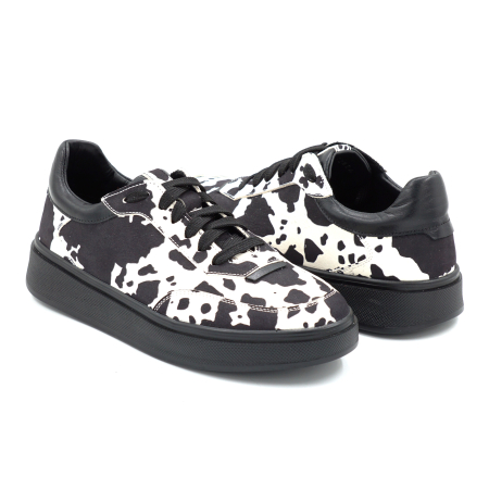 Pantofi dama tip adidas din piele naturala alb cu negru cu varf rotund si talpa de 2 cm 52624-26 [3]