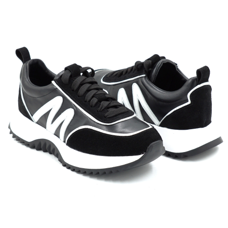 Pantofi dama tip adidas din piele naturala intoarsa neagra si alba cu varf rotund si talpa de 3 cm 50226-2-26 [3]