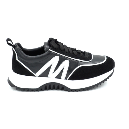 Pantofi dama tip adidas din piele naturala intoarsa neagra si alba cu varf rotund si talpa de 3 cm 50226-2-26 [5]