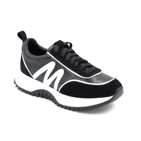 Pantofi dama tip adidas din piele naturala intoarsa neagra si alba cu varf rotund si talpa de 3 cm 50226-2-26 [1]