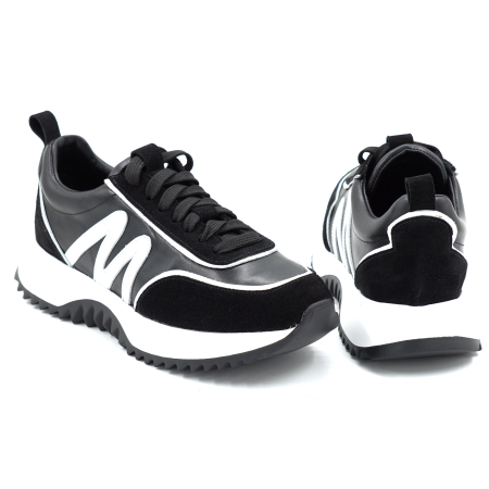 Pantofi dama tip adidas din piele naturala intoarsa neagra si alba cu varf rotund si talpa de 3 cm 50226-2-26 [4]