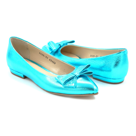 Pantofi dama din piele naturala albastru turcoaz sidefat cu varf ascutit stiletto si toc de 1 cm 62420-1-25 [3]