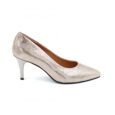 Pantofi elegant & office dama - Pantofi dama din piele naturala auriu inchis cu varf ascutit si toc mic subtire 6 cm 6057-4-25