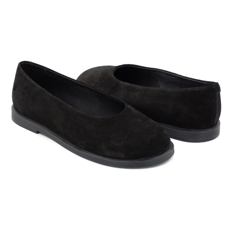 Pantofi dama tip barrefoot din piele naturala intoarsa neagra cu varf rotund si talpa de 1 cm 54825-3-25 [2]