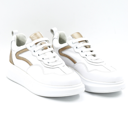 Pantofi dama tip adidas di piele naturala cu varf rotund si talpa de 3 cm 52121-1-24 [2]