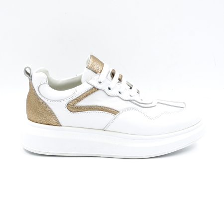 Pantofi casual & sport dama - Pantofi dama tip adidas di piele naturala cu varf rotund si talpa de 3 cm 52121-1-24