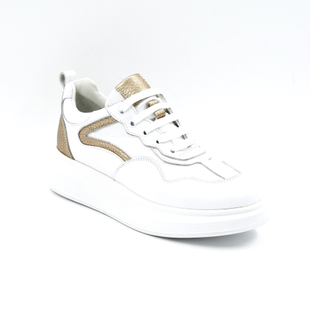 Pantofi dama tip adidas di piele naturala cu varf rotund si talpa de 3 cm 52121-1-24 [1]