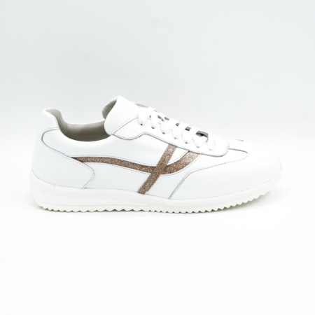 Pantofi dama - Pantofi dama tip adidas din piele naturala alba cu varf rotund si talpa de 2 cm 55825-25