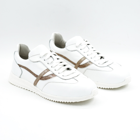 Pantofi dama tip adidas din piele naturala alba cu varf rotund si talpa de 2 cm 55825-25 [2]