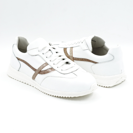 Pantofi dama tip adidas din piele naturala alba cu varf rotund si talpa de 2 cm 55825-25 [3]