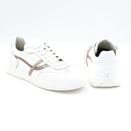 Pantofi dama tip adidas din piele naturala alba cu varf rotund si talpa de 2 cm 55825-25 [4]