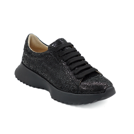 Pantofi dama tip adidas din piele naturala neagra, cu varf rotund si talpa de 3 cm 63021-1-26 [1]