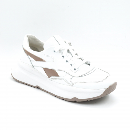 Pantofi dama tip adidas din piele naturala alba cu varf rotund si talpa de 3 cm 55925-1-25 [3]
