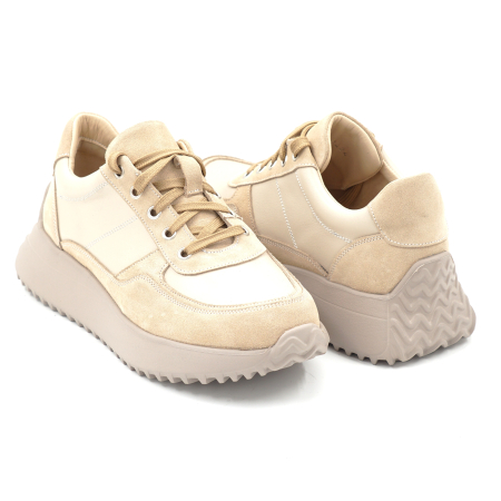 Pantofi dama tip adidas din piele naturala cu varf rotund si talpa de 3 cm 52424-24 [3]