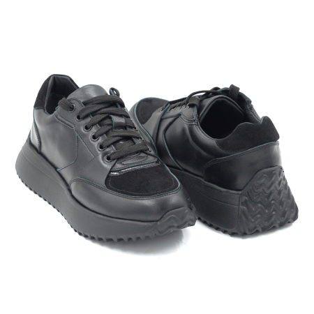 Pantofi dama tip adidas din piele naturala cu varf rotund si talpa de 3 cm 52524-24 [3]